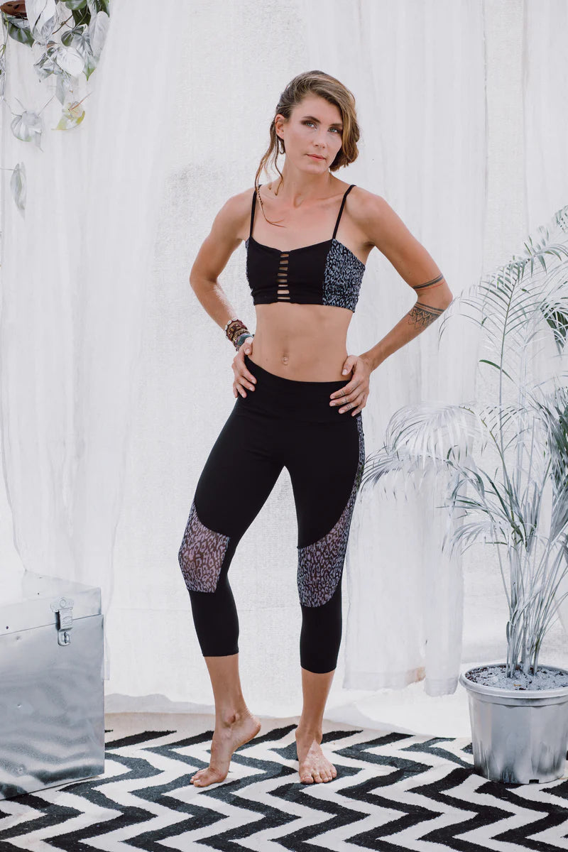 SHEERA Leggings In Black Sheer Print