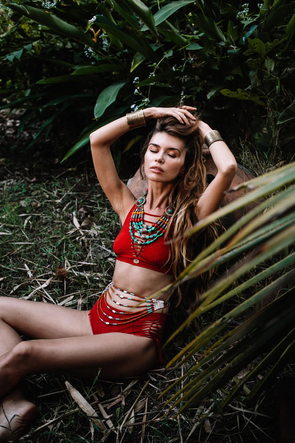 NELLY Orange High Waisted Bikini Set