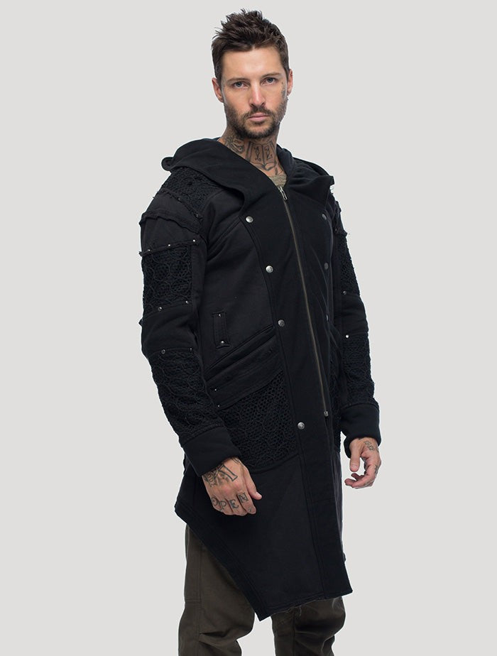 NEO STEAMED Hoodie Coat In Black