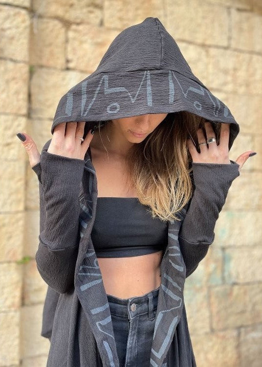 JAKA Cardigan In Black/Blue