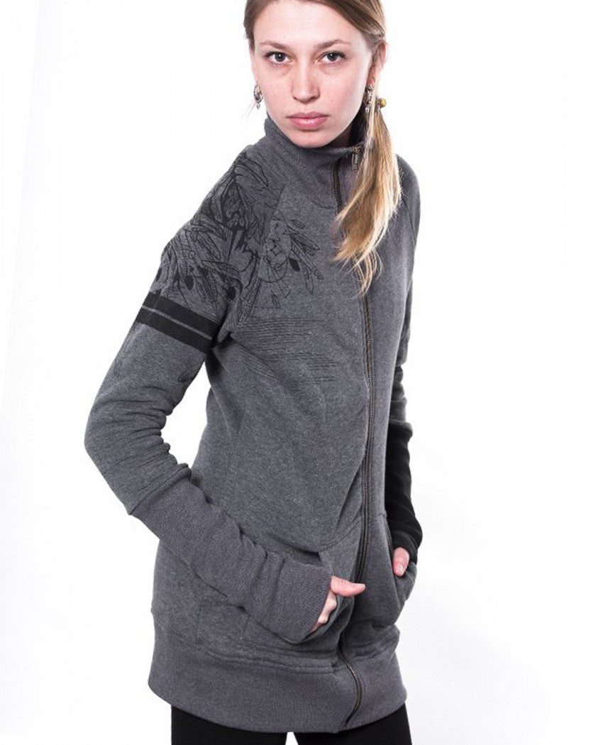 KORMORAN ZIP Hood Sweat In Grey