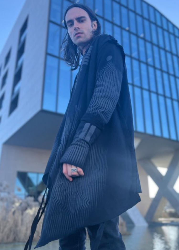 GATA UNISEX HOOD CARDIGAN - BLACK