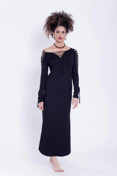 PIXIE Long Sleeve Black Maxi Dress