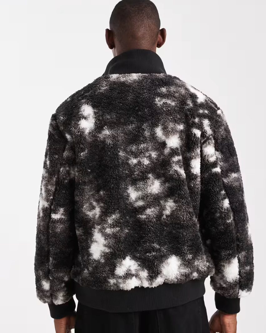 ONLY & SONS Oversized Sherpa Zip Through Fleece In Monochrome