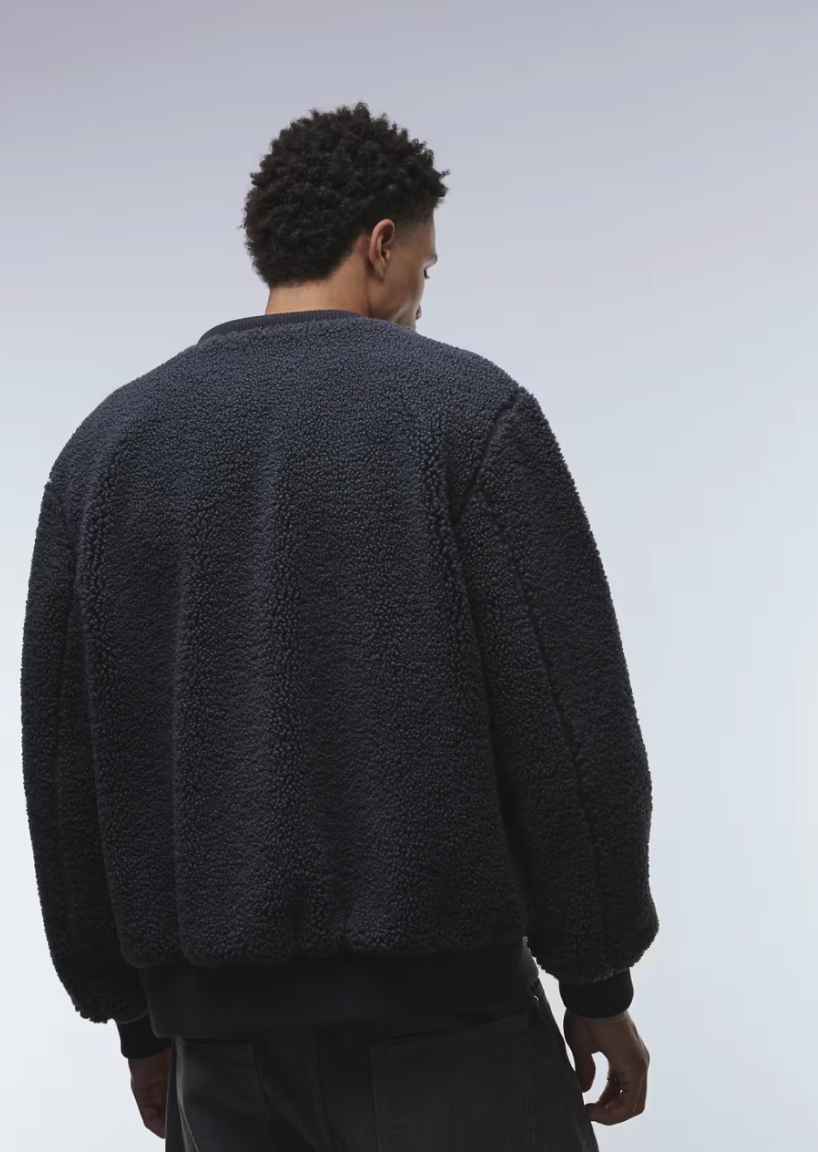ONLY & SONS Oversized Sherpa Zip Through Fleece In Charcoal