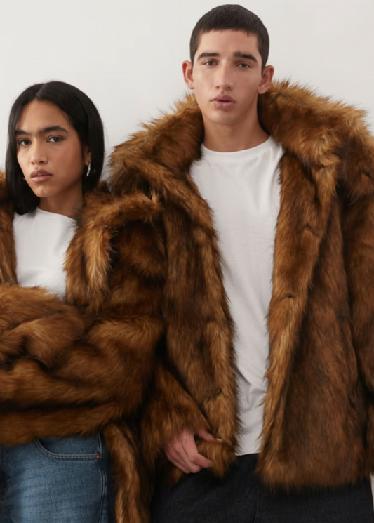 Reclaimed Vintage Unisex Faux Fur Oversized Hooded Jacket