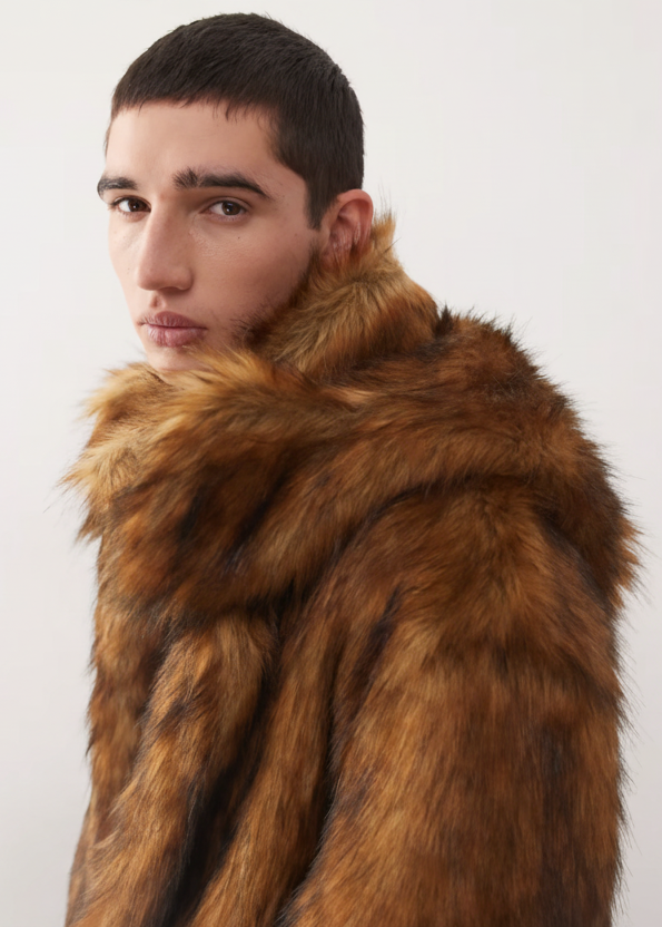Reclaimed Vintage Unisex Faux Fur Oversized Hooded Jacket