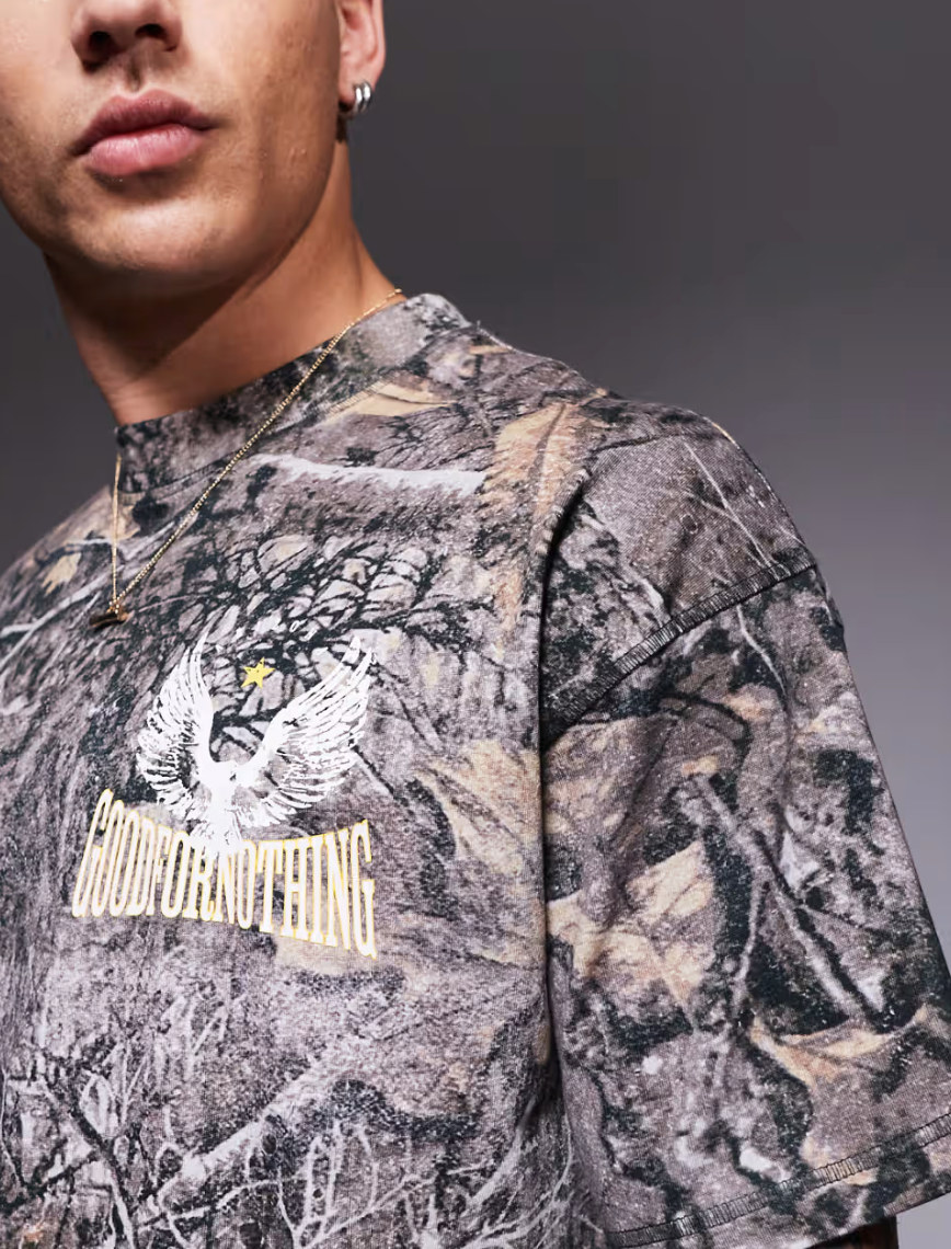 Good For Nothing T-Shirt With Back Print In Camo