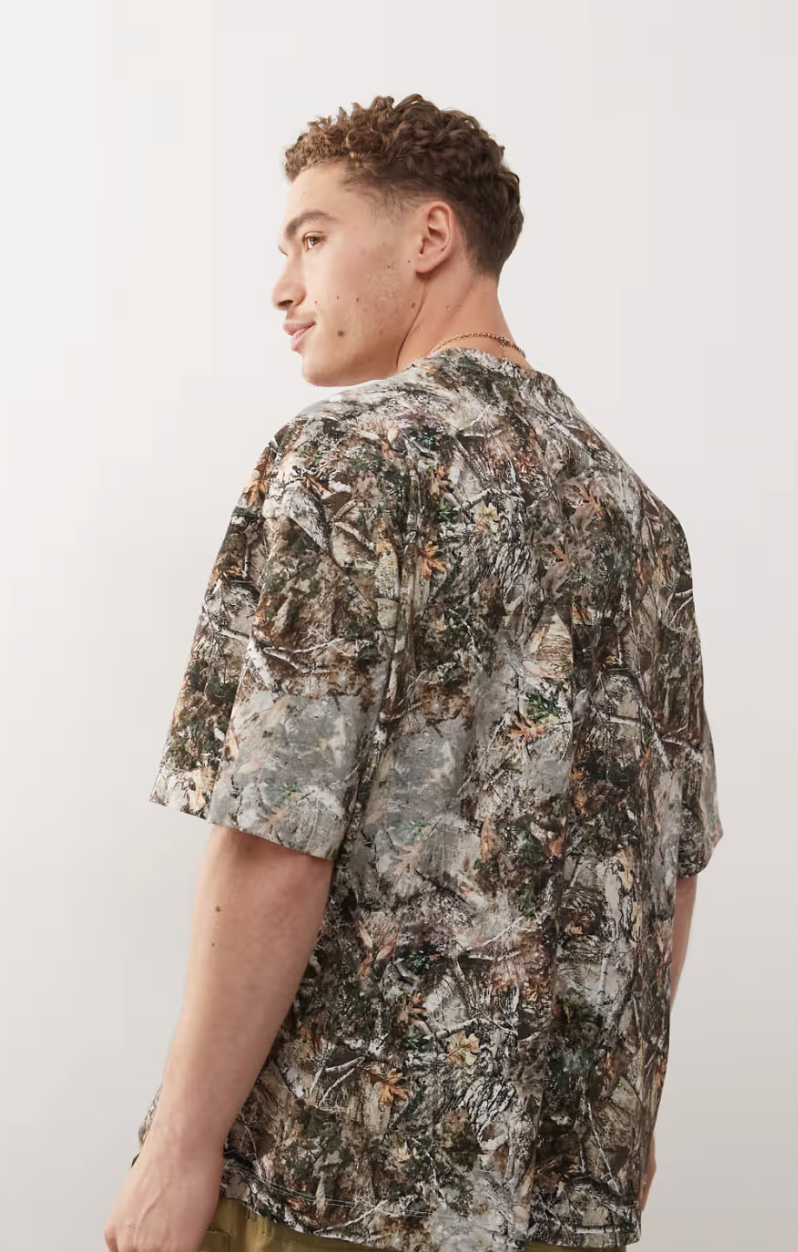 Oversized Camo Print T-Shirt In Multi