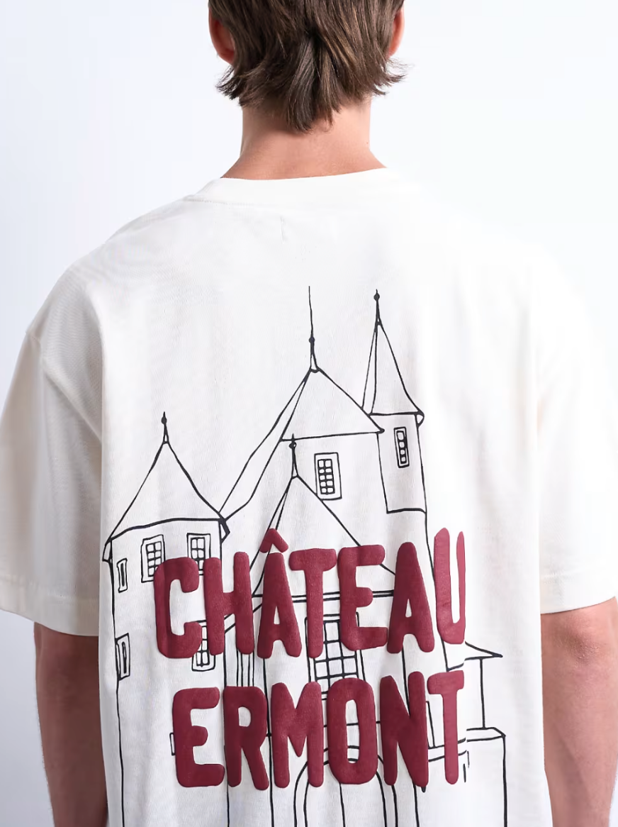 Relaxed Chateau Ermont Applique T-Shirt With Back Print In Ecru