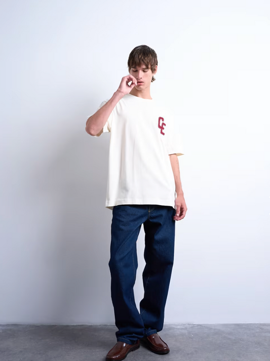 Relaxed Chateau Ermont Applique T-Shirt With Back Print In Ecru