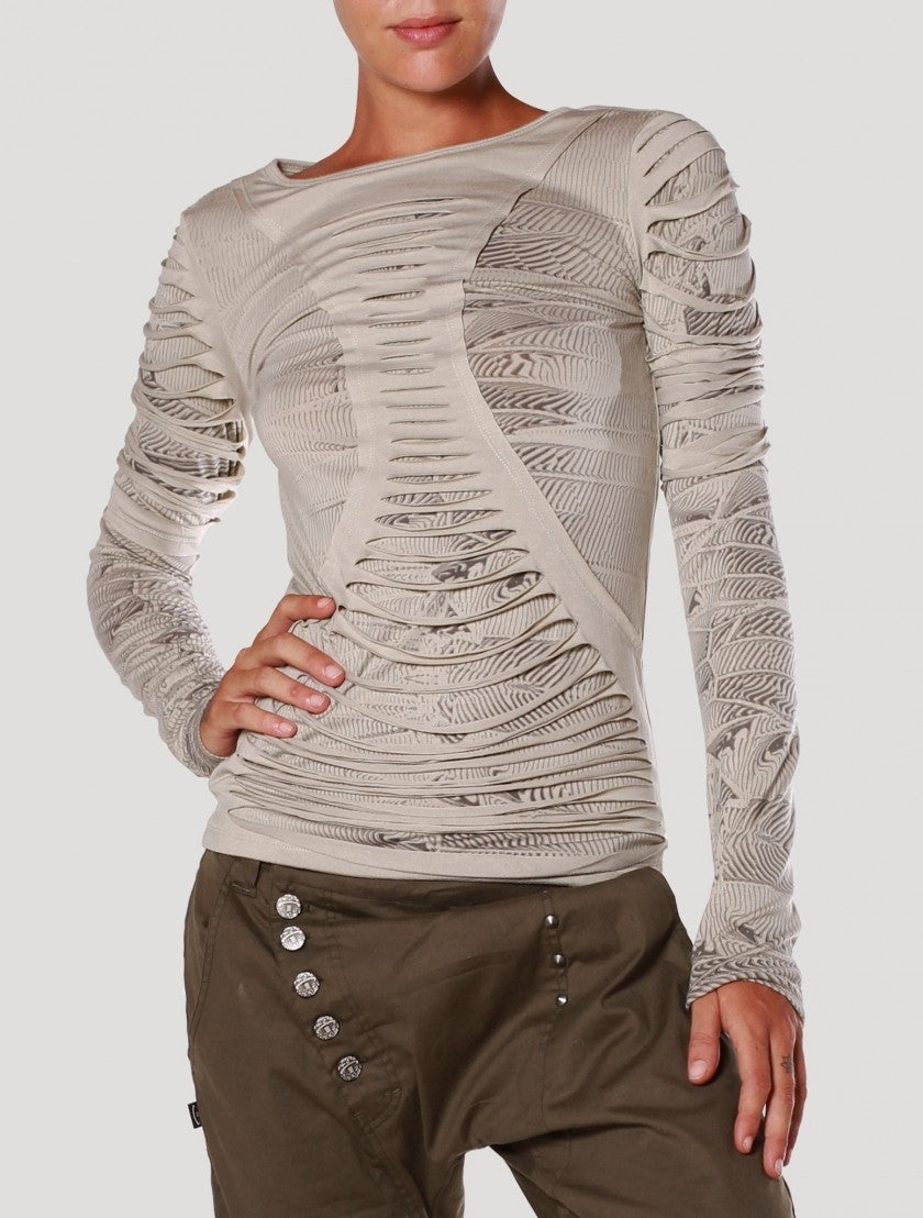 LUKE Long Sleeve top In Pearl Grey