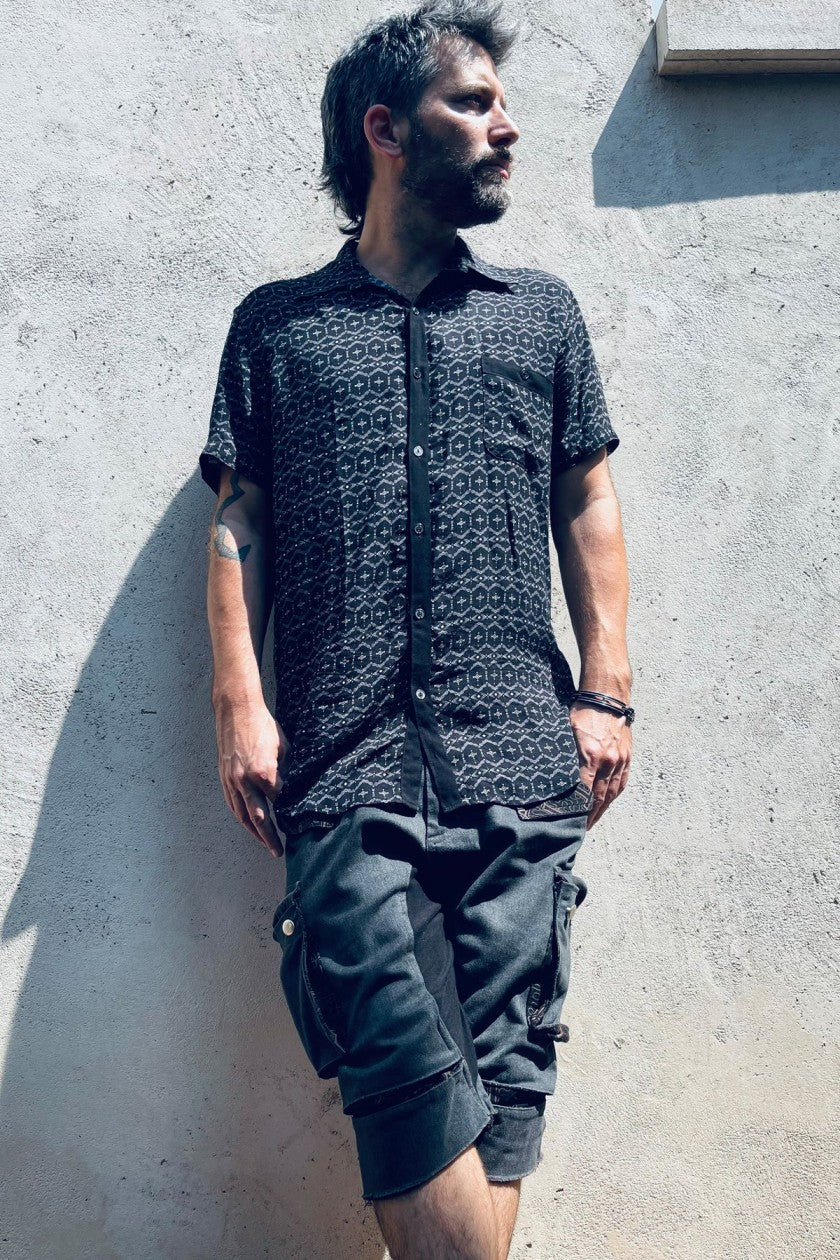 HYPER TRIBAL Button Short Sleeve Shirt