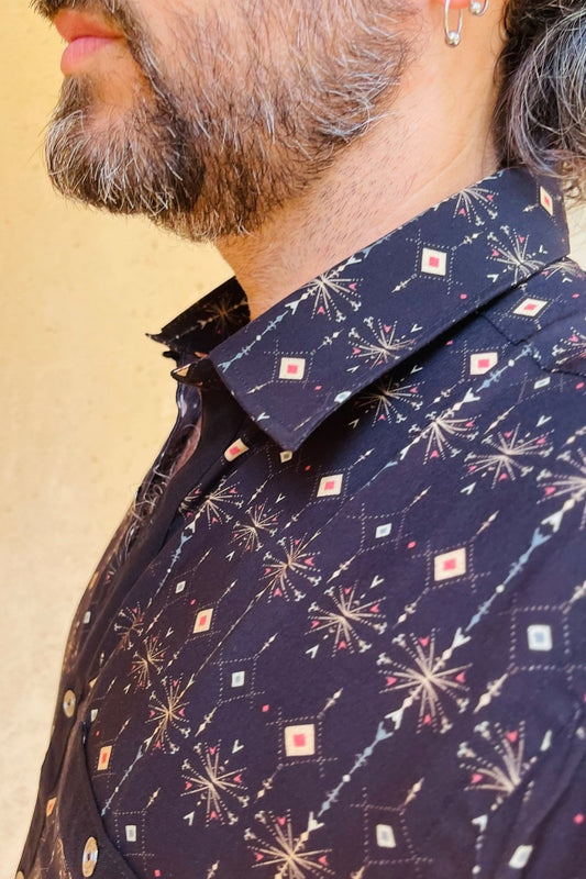 FIREWORKS Button Short Sleeve Shirt