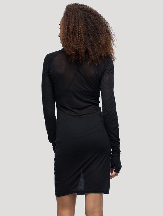 INO Long Sleeves Mesh Mini Dress In Black