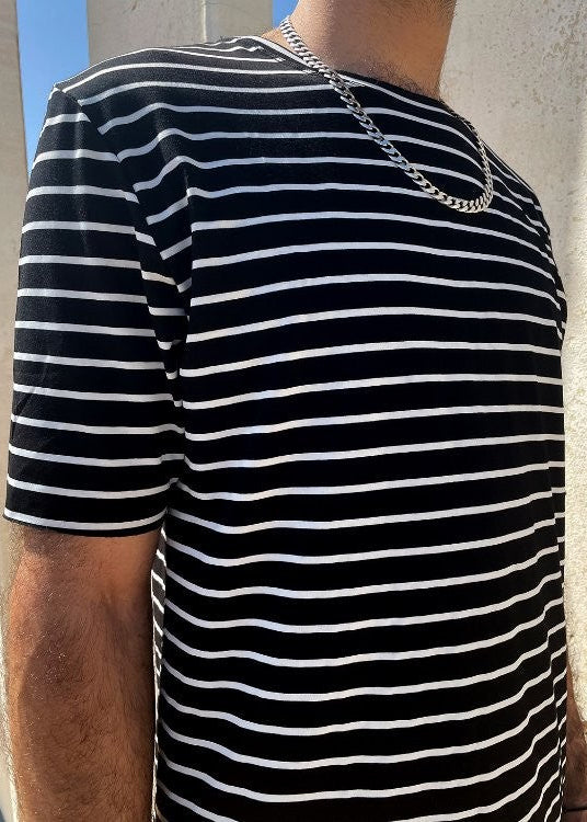 SAKAY-Shirt In Black & White Stripes