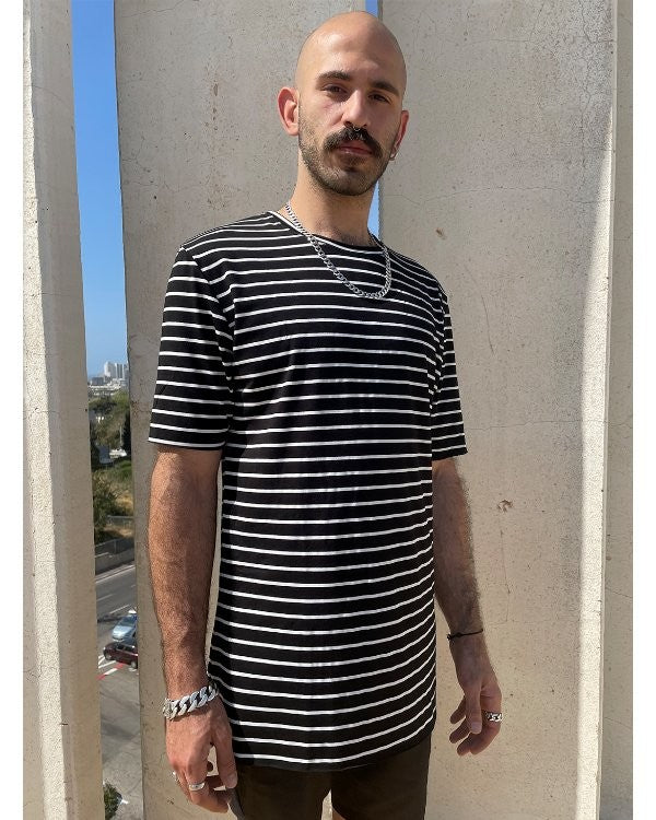 SAKAY-Shirt In Black & White Stripes