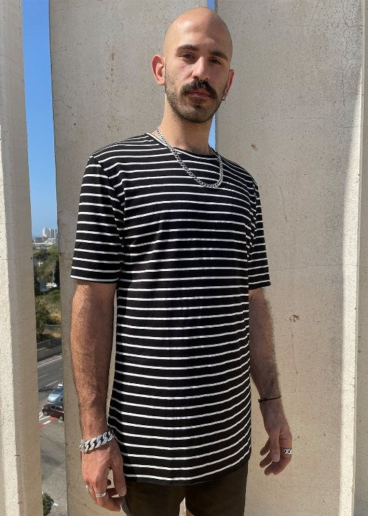 SAKAY-Shirt In Black & White Stripes