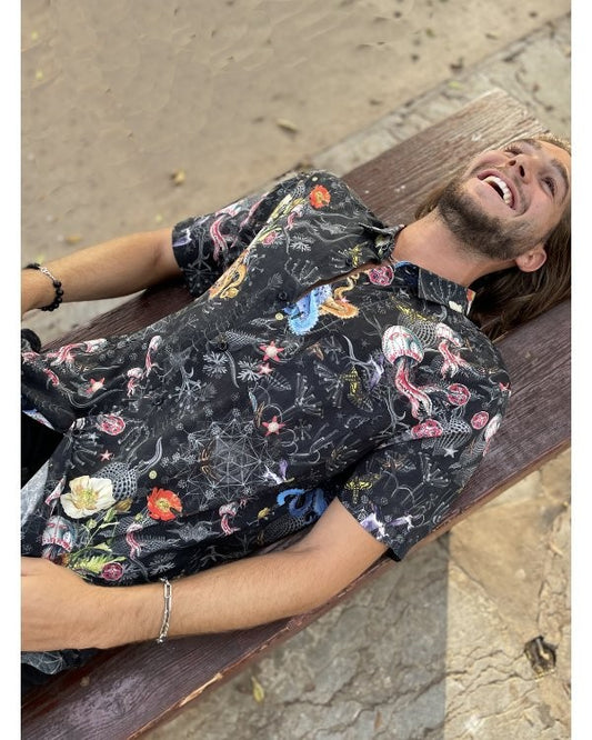 ACIDRENESSANNSE UNISEX Short Sleeve Botton Shirt