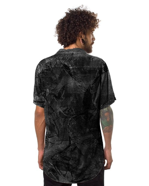 SHATTER Short Sleeve Botton Shirt In Black & Grey