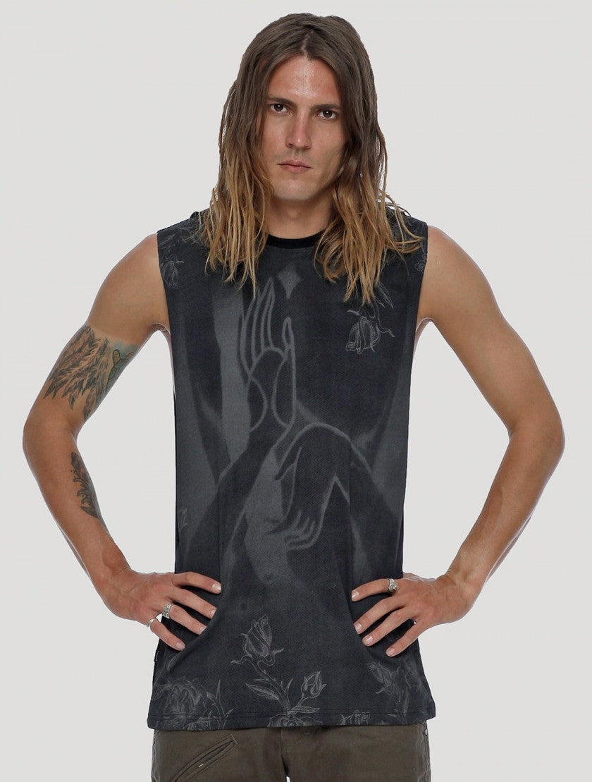 MUDRA Sleeveless Tee In Black