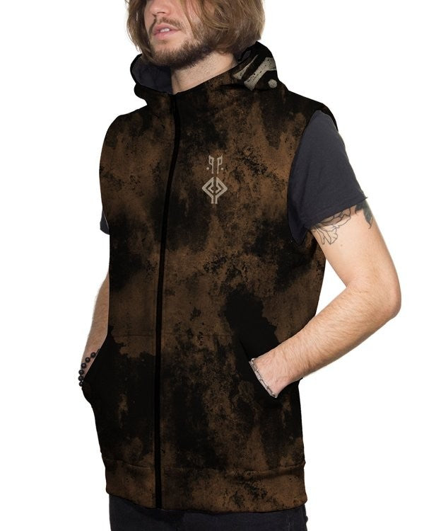 NAZU Denim Vest In Rust Brown