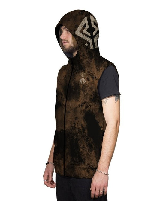 NAZU Denim Vest In Rust Brown