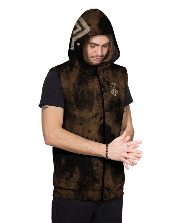 NAZU Denim Vest In Rust Brown