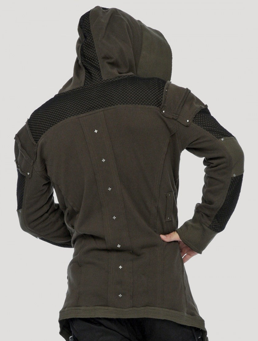 NEO STEAMED Hoodie Coat In Olive