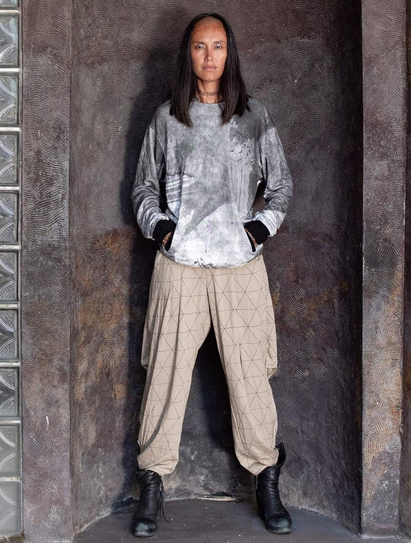 BRUSH WO Hood Sweater In Black/Off-White