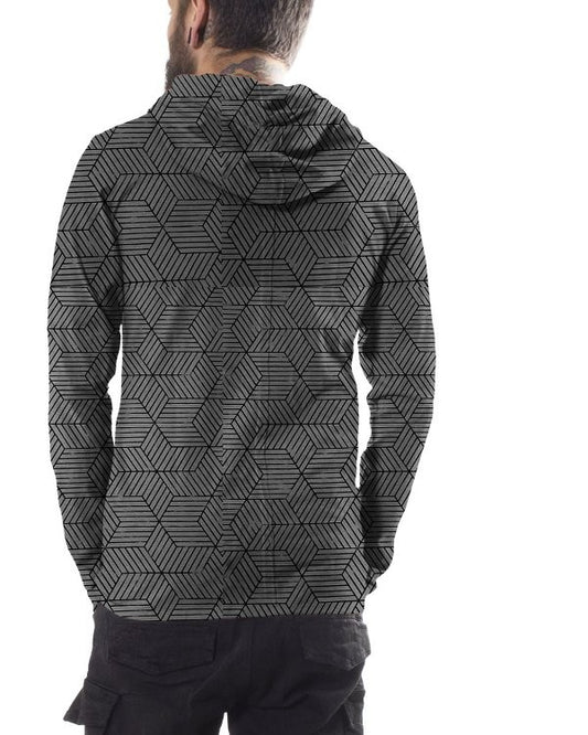 NOVE Long Sleeve Hooded Shirt In Grey