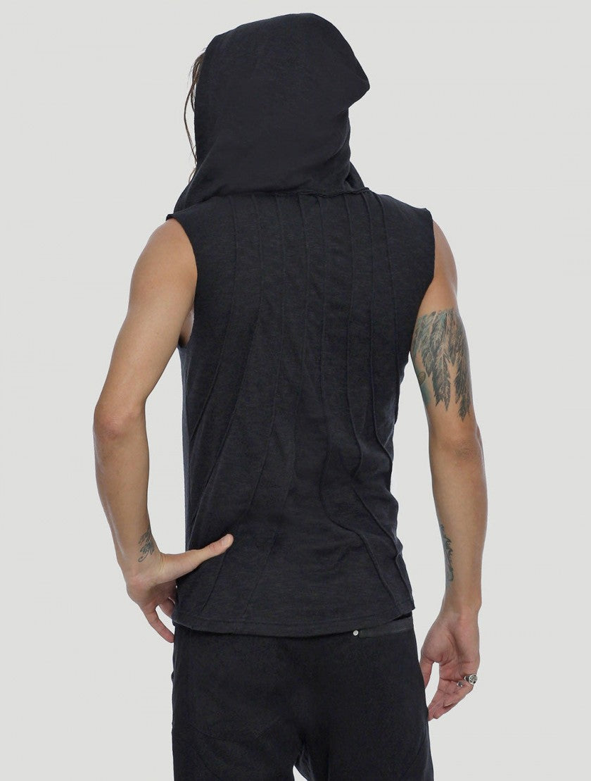 SHEMESH Sleeveless Hooded Tee In Black