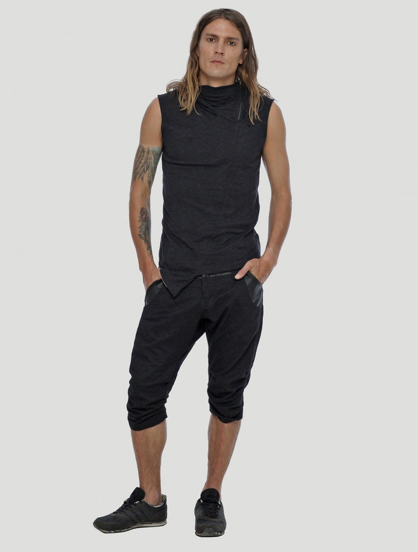 SHEMESH Sleeveless Hooded Tee In Black