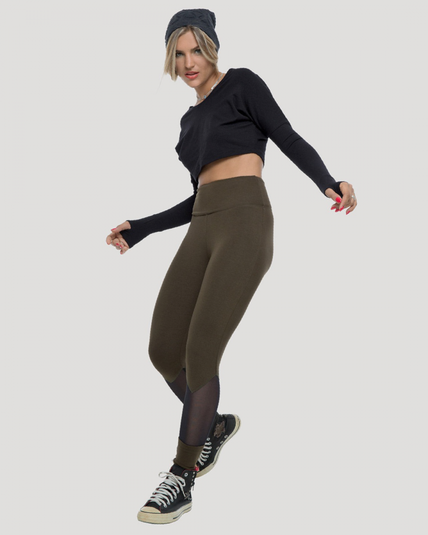 REVOL Long Sleeves Crop Top In Black
