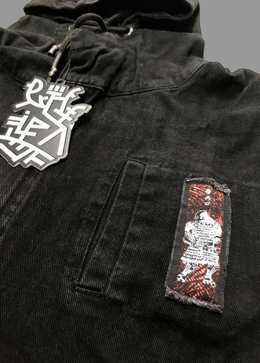 SHINANGA Denim Hood Vest In Black