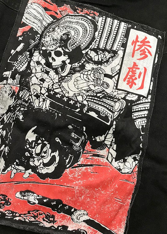 SHINANGA Denim Hood Vest In Black