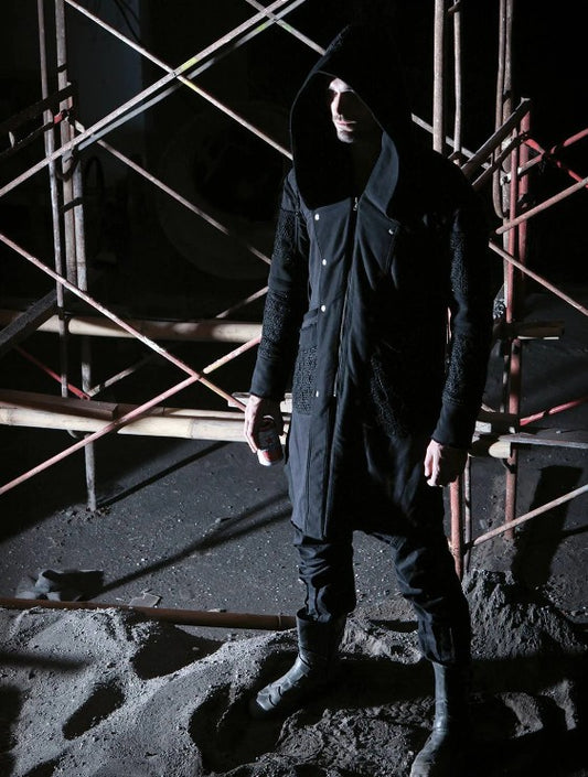 NEO STEAMED Hoodie Coat In Black