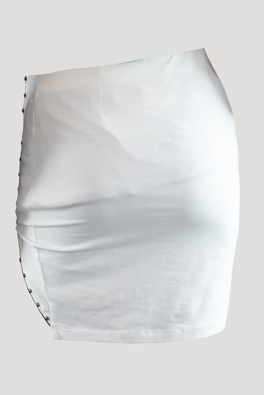 ZIP Mini Skirt In Off-White
