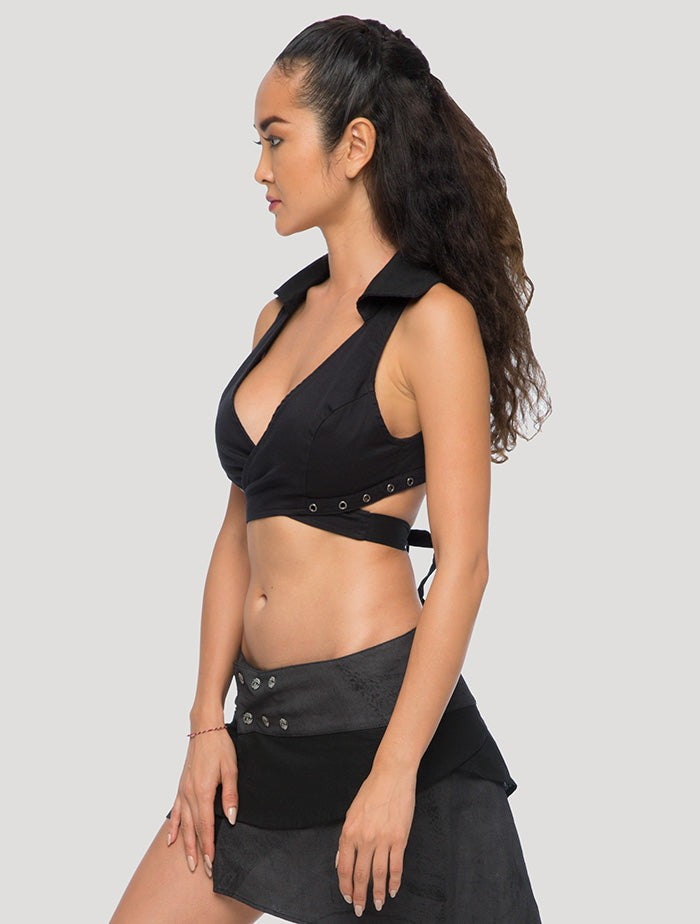 FULLA Wrap Crop top In Black