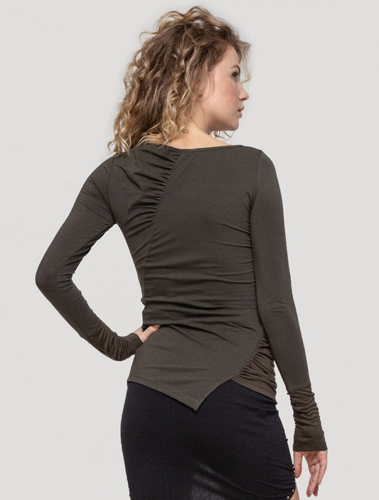 KIRTAN Long Sleeves Top In Olive