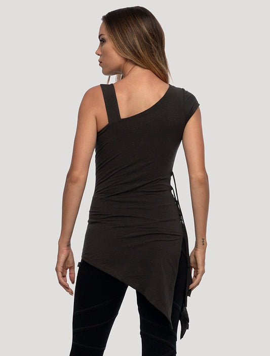 TRULY Asymmetrical Tunic In Olive-Noir