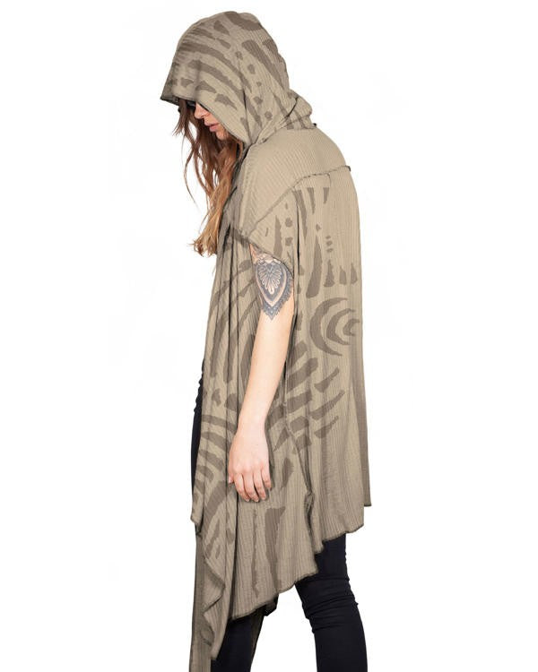 WO SAND TRIBE Kimono Vest In Sand