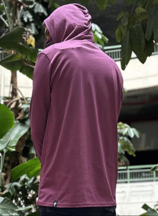 KUSARY Long Hooded Shirt In Burgandy
