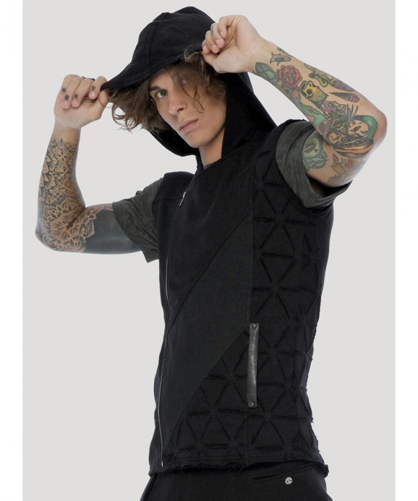 SHINOBI Hoodie Vest In Black
