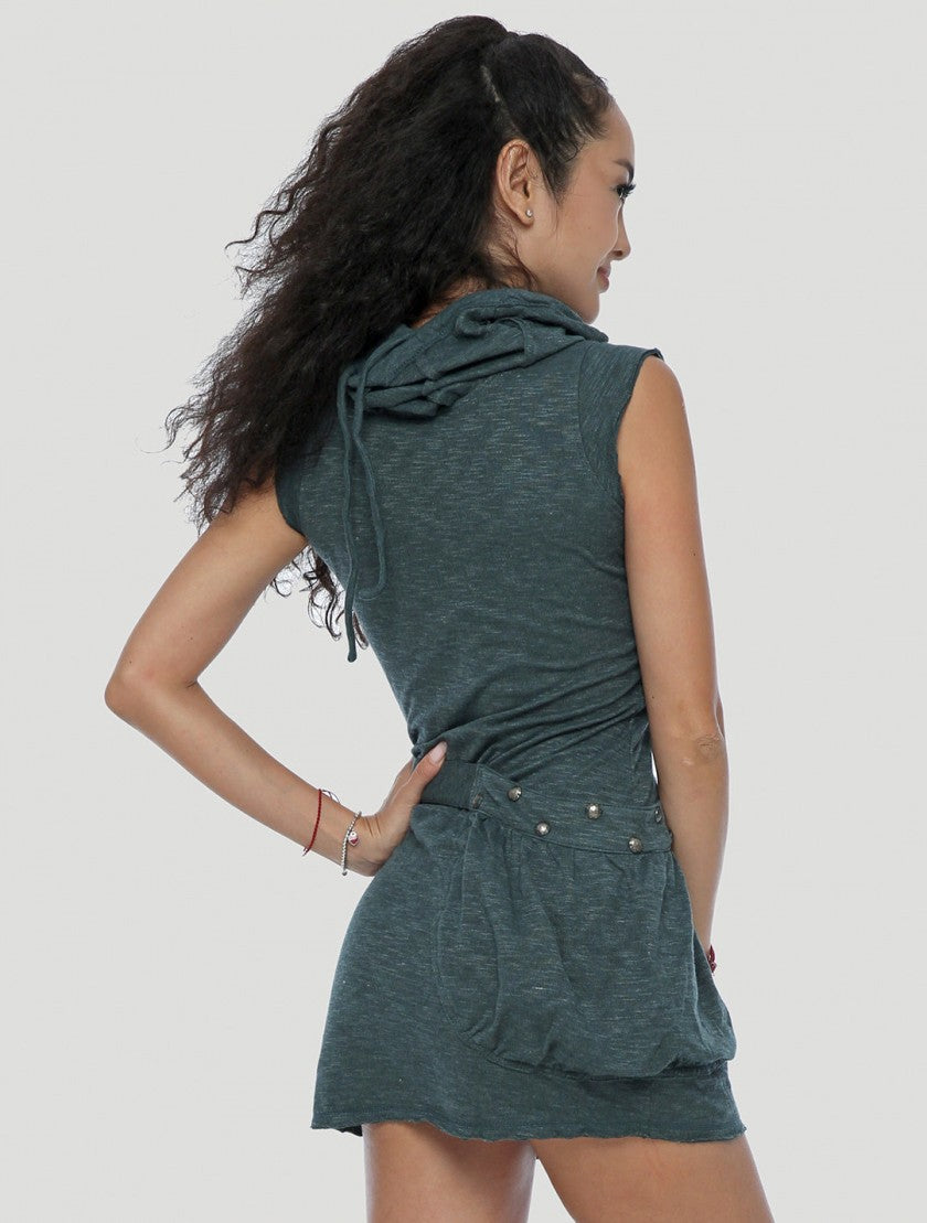 SOBA Short Sleeves Mini Dress In Teal