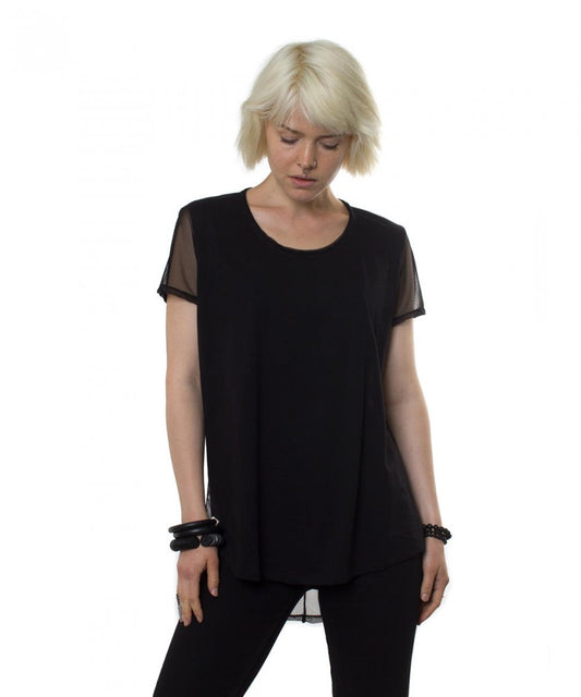 KOA Short Sleeve Tunic In Mesh Black