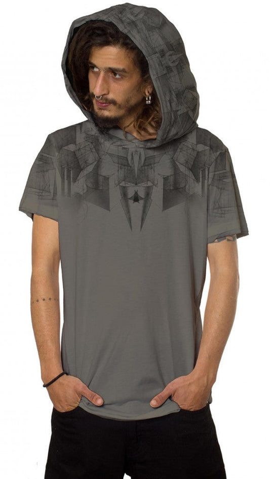 GEOMEISTER Hooded T-Shirt In Grey
