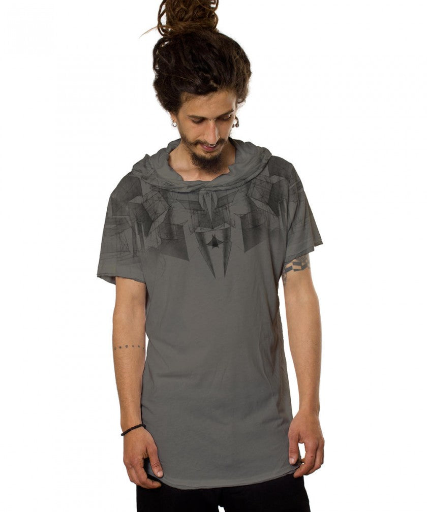 GEOMEISTER Hooded T-Shirt In Grey