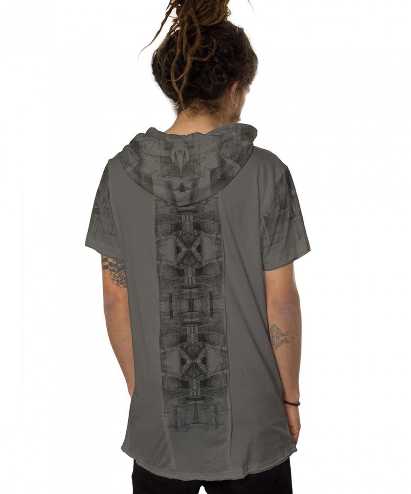 GEOMEISTER Hooded T-Shirt In Grey