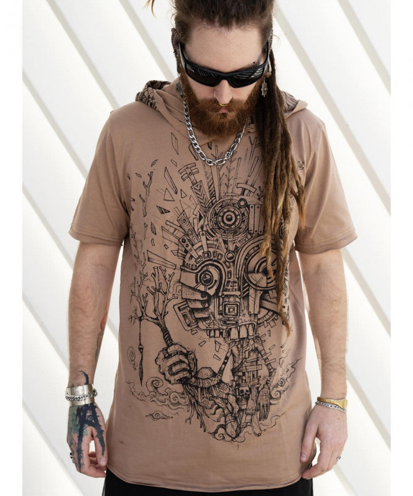 WOOD SPIRIT Hooded T-Shirt In Moka